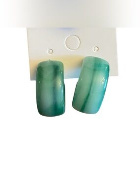 Green Marbled Hoop Earrings